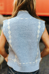Knit Boots Stitched Sleeveless Sweater Vest