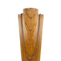 Navajo Pearl Long Silver-Tone Bead Necklace