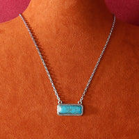 Turquoise Stone Pendant Silver Chain Necklace