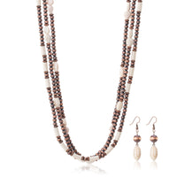 Turquoise Beaded Layered Necklace & Earrings Set