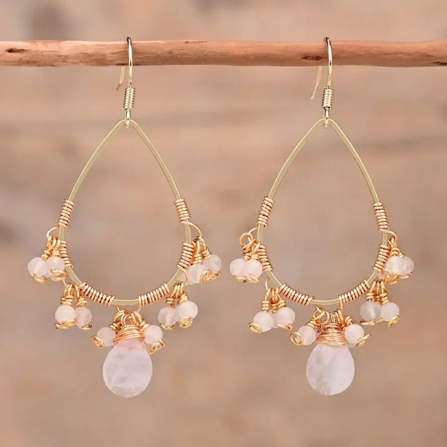 Natural Semi-Precious Gemstone Drop Earrings