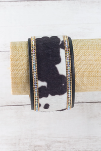 Let's Dance Cowhide Crystal Cuff Bracelet