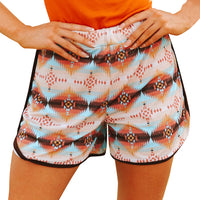 Women's Aztec Elastic Shorts with Piping Trim