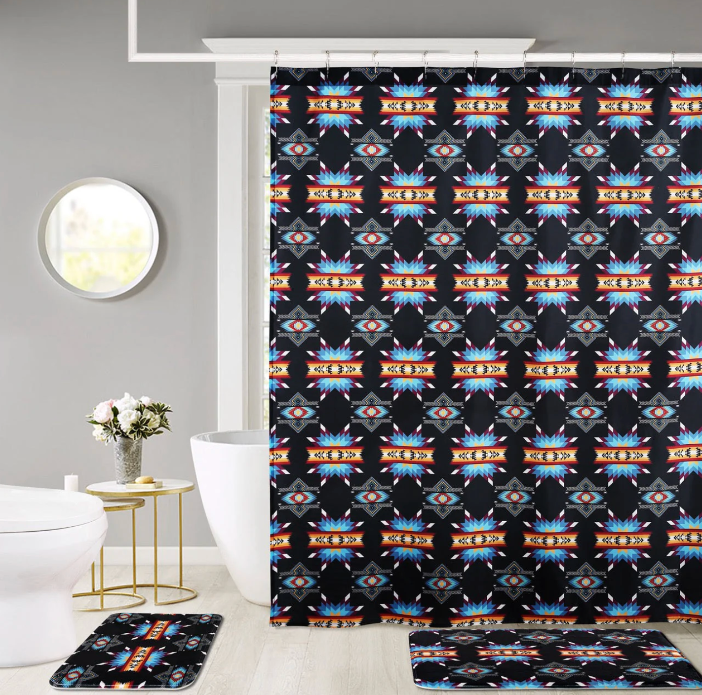 Shower Curtain & Mat Bathroom Set (Final Clearance)