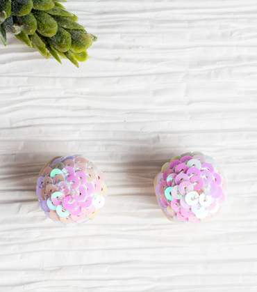 Iridescent Sequins Stud Earrings