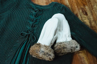 Women's White Leather Mittens (Final Clearance)