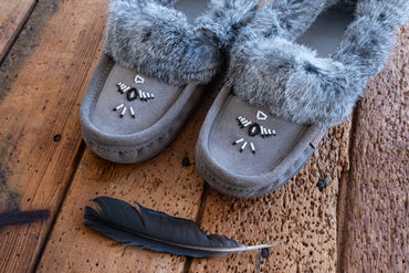Men's Rabbit Fur Thunderbird Moccasin Slippers
