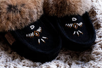Women's Rabbit Fur Thunderbird Moccasin Slippers