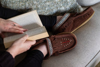 Women's Lined Fringed Ankle Moccasin Slippers with Sole