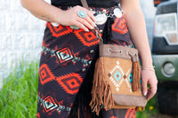 Embroidered Collection Drawstring Shoulder Bag Crossbody Purse