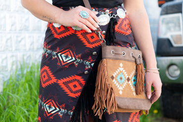 Embroidered Collection Drawstring Shoulder Bag Crossbody Purse