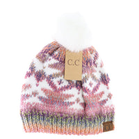 Ombre Aztec Faux Fur Pom Beanie