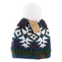 Ombre Aztec Faux Fur Pom Beanie