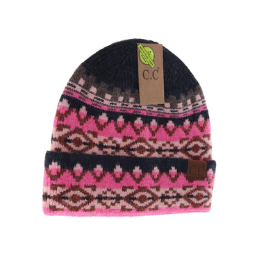 Aztec Pattern Cuff Beanie