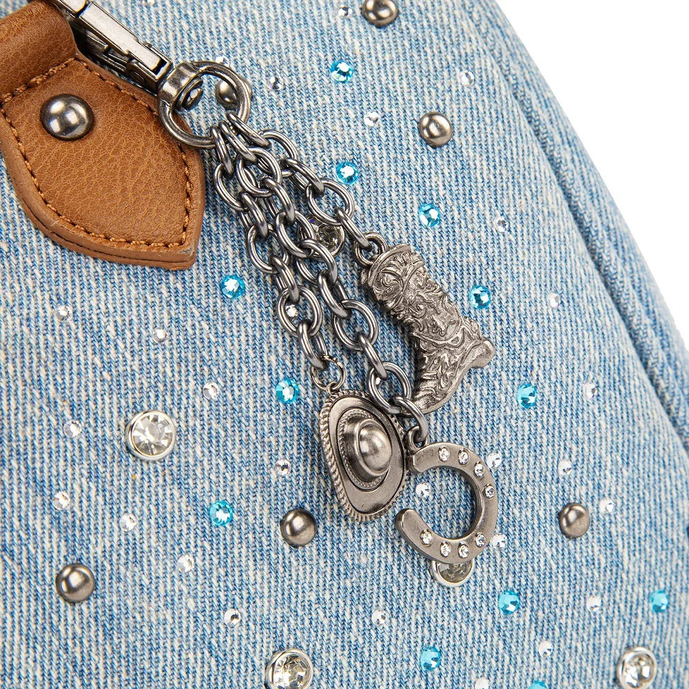 Wrangler Western Rhinestone Denim Boston Bag