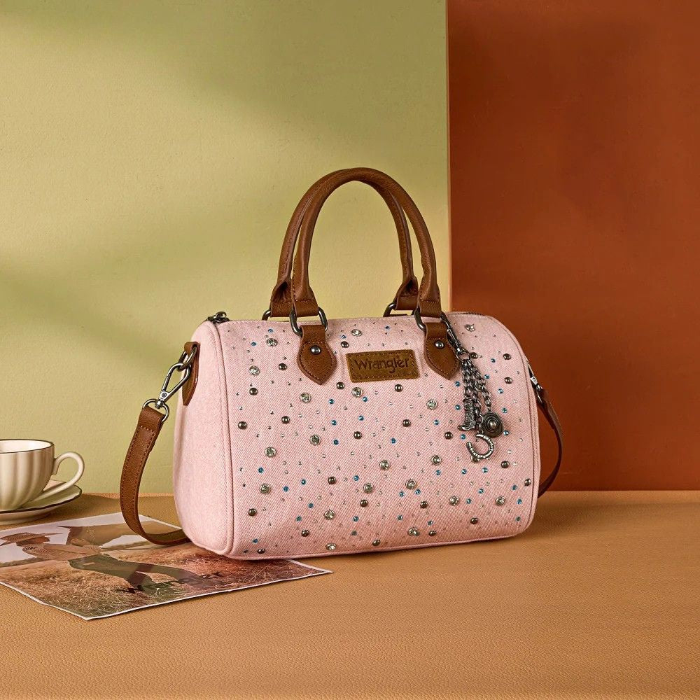 Wrangler Western Rhinestone Denim Boston Bag