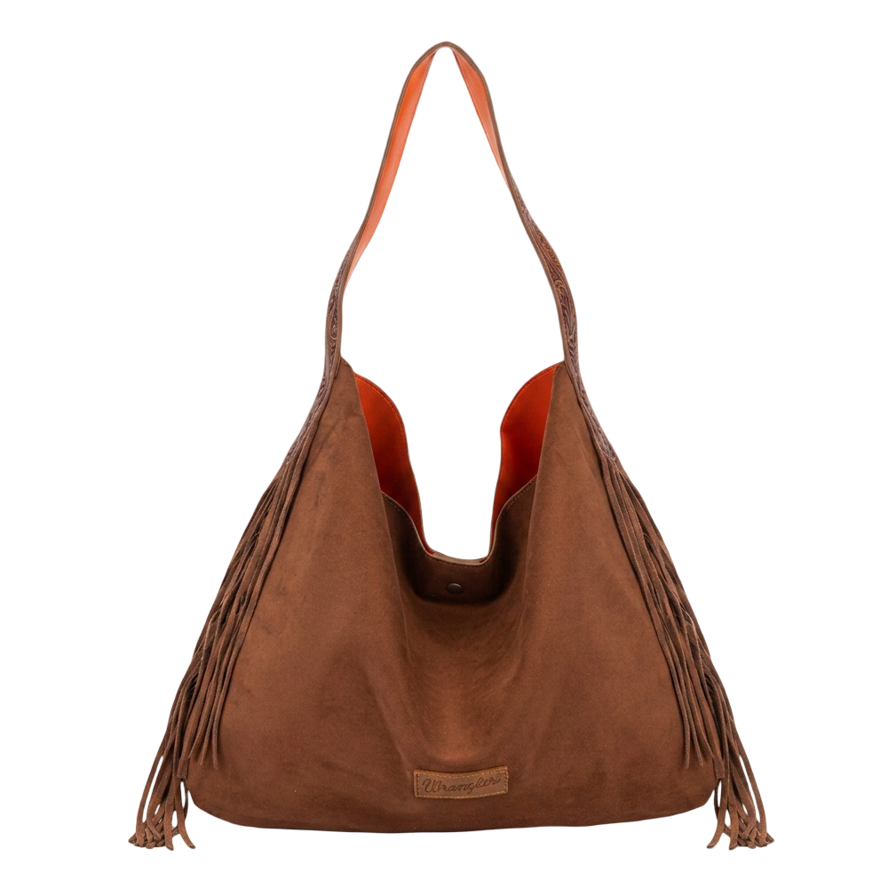 Wrangler Fringe Floral Tooled Hobo Bag