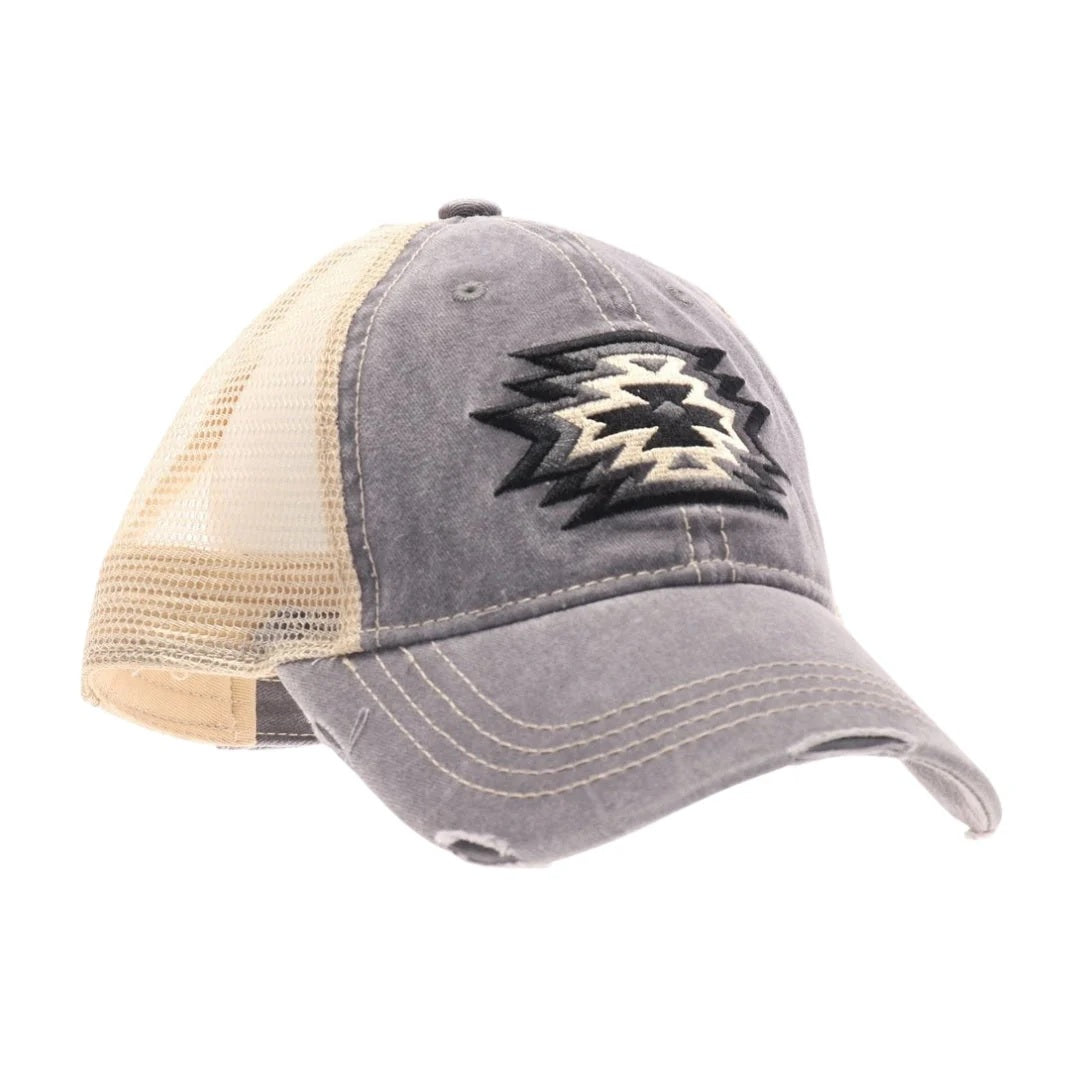 Aztec Embroidered Patch High Pony Mesh Adjustable Cap CC Beanie ...