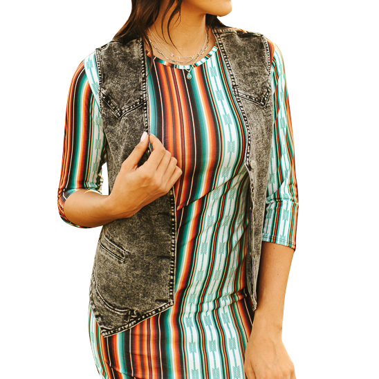 Button Down Western Yoke Vest (Clearance)