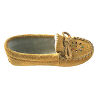 Children's Beaded Suede Lined Moccasin Slippers