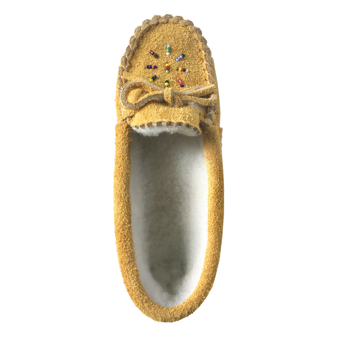 Children's Beaded Suede Lined Moccasin Slippers