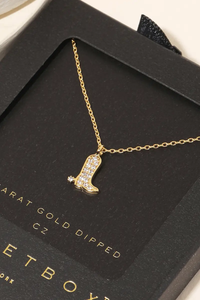 Western Cowboy Boot Pendant Necklace
