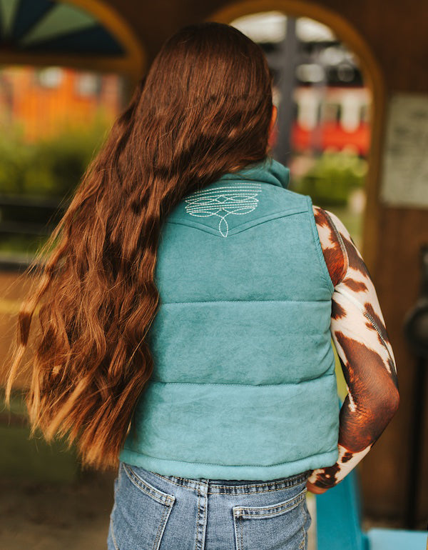 Girls Jade Embroidered Puffer Vest