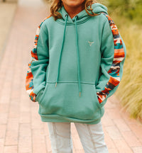 Girls Multi Aztec Printed Sleeve Hoodie