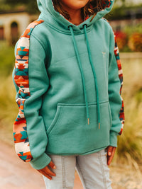 Girls Multi Aztec Printed Sleeve Hoodie