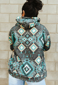 Women's Vintage Aztec Printed Drawstring Hoodie