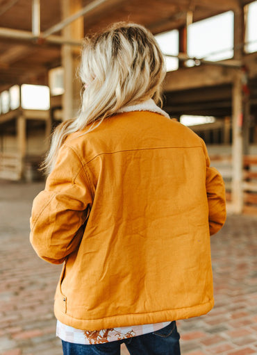 Women's Sherpa Lined Collared Camel Jacket (Size Small ONLY)
