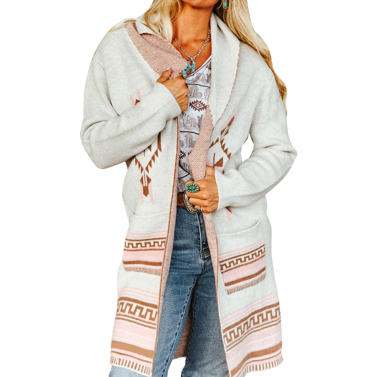 Women's Western Aztec Knitted Cardigan Sweater