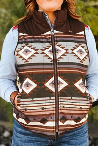 Women's Multi Aztec Quilted Reversible Yoke Vest