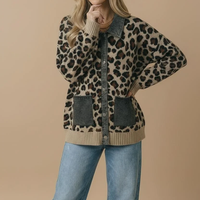 Women's Denim Collar & Cuff Knit Sweater