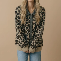 Women's Denim Collar & Cuff Knit Sweater