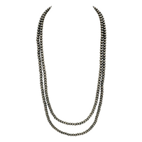 Navajo Pearl Long Silver-Tone Bead Necklace