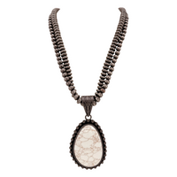 Double Navajo Pearl Turquoise Pendant Necklace
