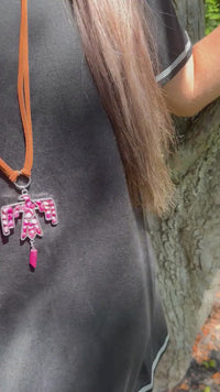 Thunderbird Leather Necklace & Earrings Set