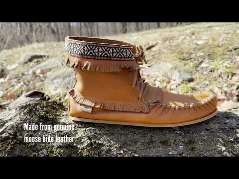 Men's Native American Inspired Ankle Fringed Leather Moccasin
