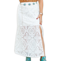 Women's Lined White Lace Maxi Skirt