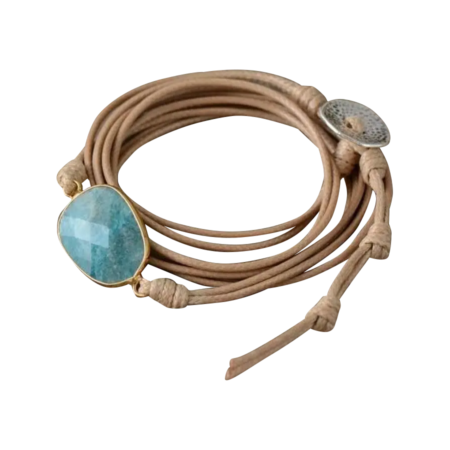 Natural Amazonite Rope Wrap Bracelet