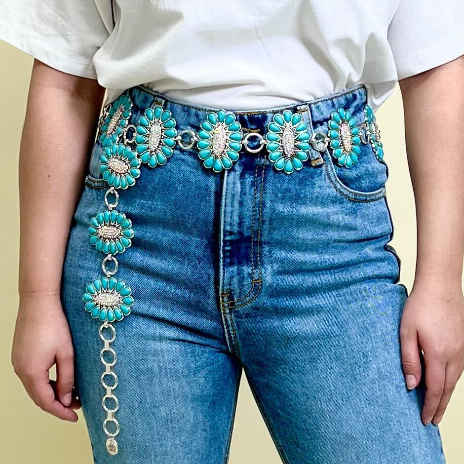 Silver & Turquoise Concho Belt
