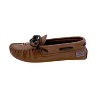 Women's Elk Hide Leather Beaded Moccasin Slippers