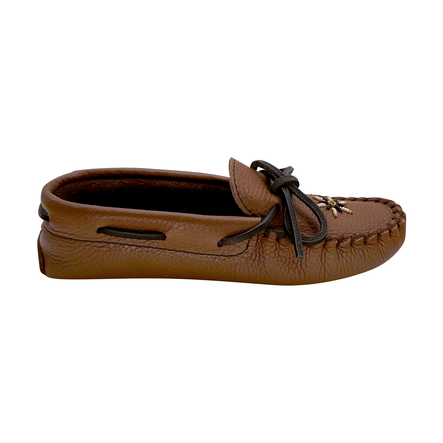 Women's Elk Hide Leather Beaded Moccasin Slippers