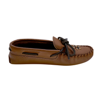 Women's Elk Hide Leather Beaded Moccasin Slippers