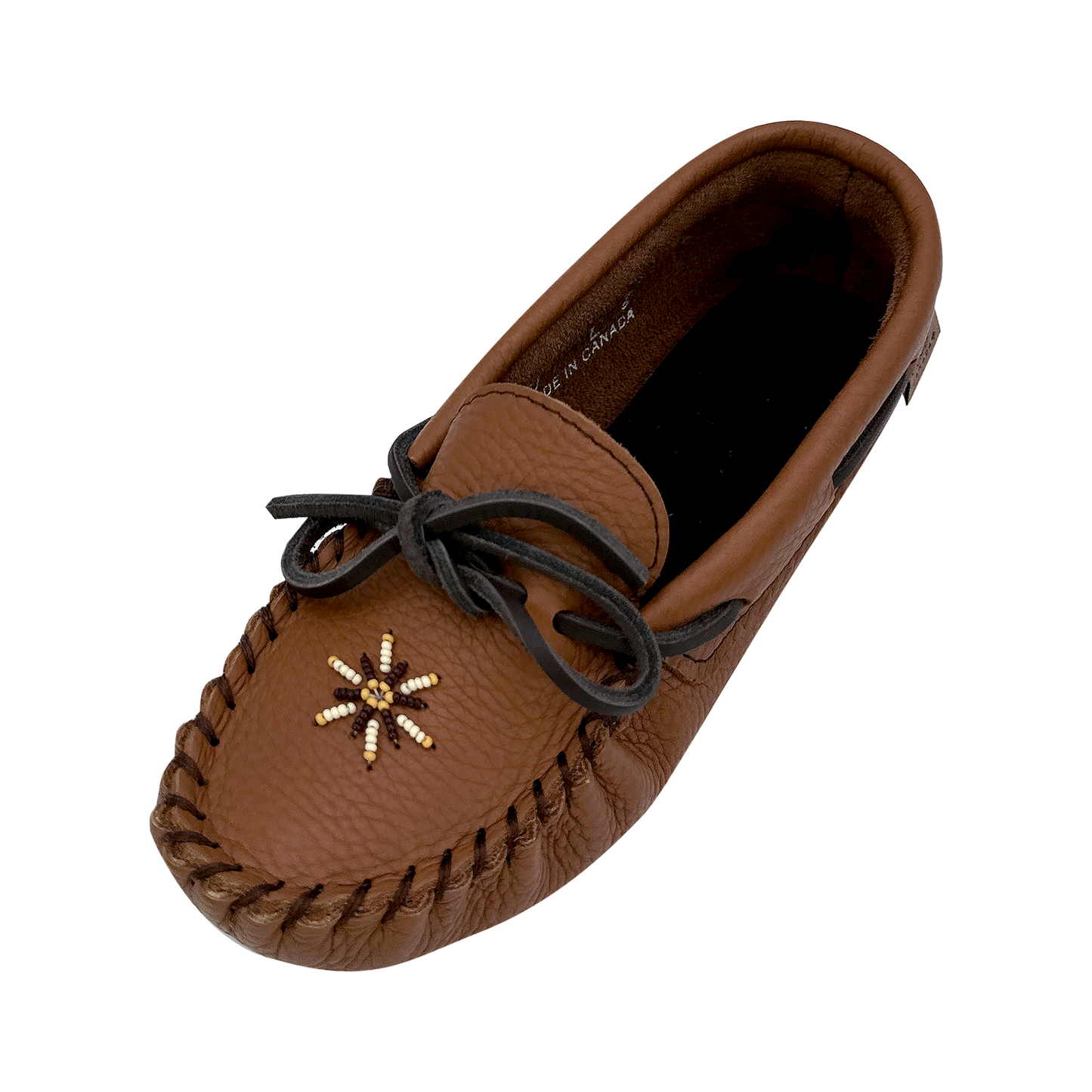 Women's Elk Hide Leather Beaded Moccasin Slippers