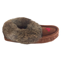 Women's Rabbit Fur Maple Leaf Moccasin Slippers