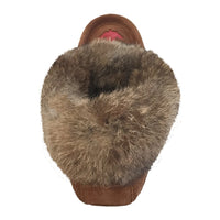 Women's Rabbit Fur Maple Leaf Moccasin Slippers
