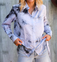 Women's Tie Dye Woven Button-Up Top
